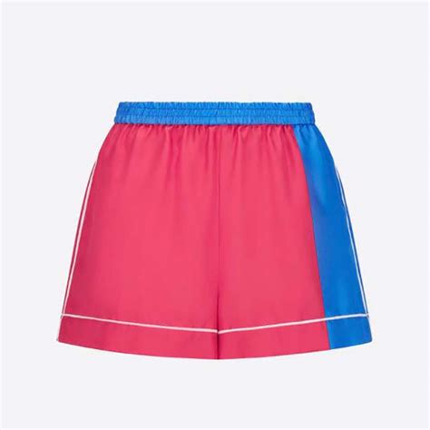 Dior Chez Moi Shorts Bright Pink and Fluorescent Blue Silk Twill